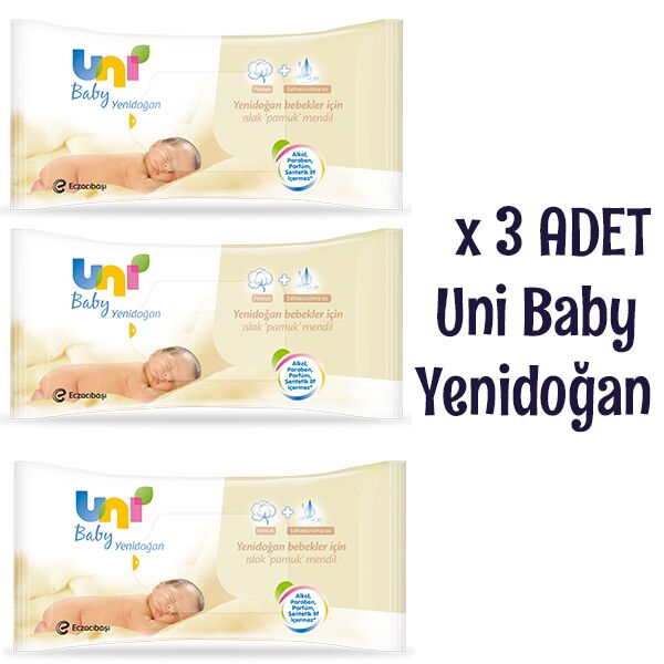Uni Baby Yenidoğanlar İçin 40lı (3lü Paket) Islak Mendil