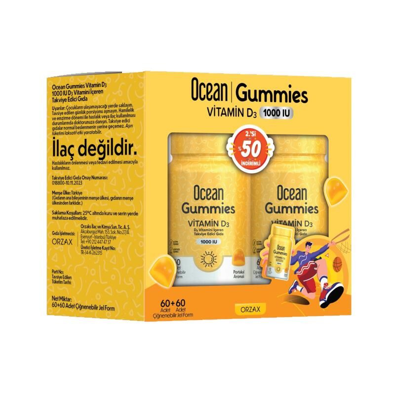 Ocean Gummies Vitamin D3 60 Çiğneme Form 2 li Paket