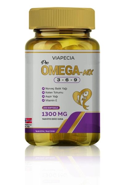 Viapecia Pro-Omega Mix 3-6-9 Norveç Balık Yağı 200 Soft Gel