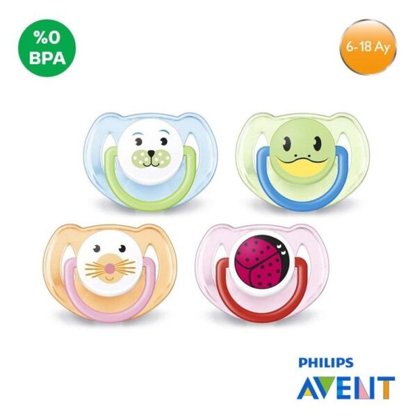 Avent 6-18 Ay Silikon Emzik İkilii Hayvan Desenli