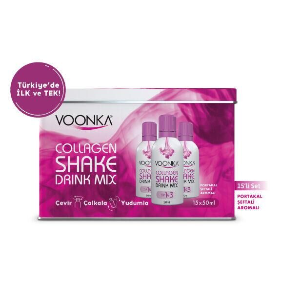Voonka Beauty Collagen Shake Drink Mix Beyaz Üzüm Aromalı 15x50 ml