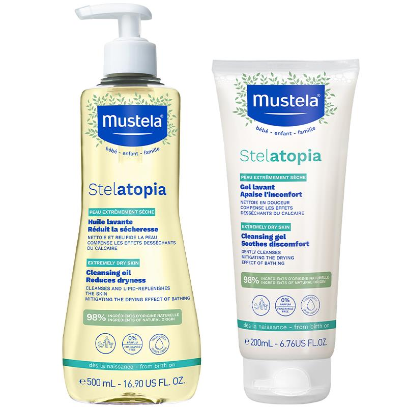 Mustela Stelatopia Çok Kuru Ciltler için Banyo Seti (Şampuan ve Yağ)
