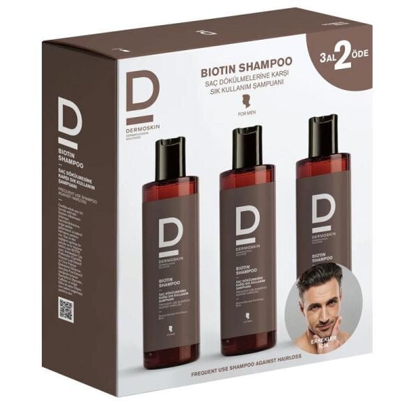 Dermoskin Biotin Şampuan Saç Dökülmesine Karşı Erkek 200 ml - 3 Al 2 Öde
