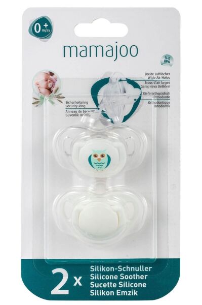 Mamajoo Silikon Ortodontik İkili Emzik Beyaz Baykuş/ 0 ay +