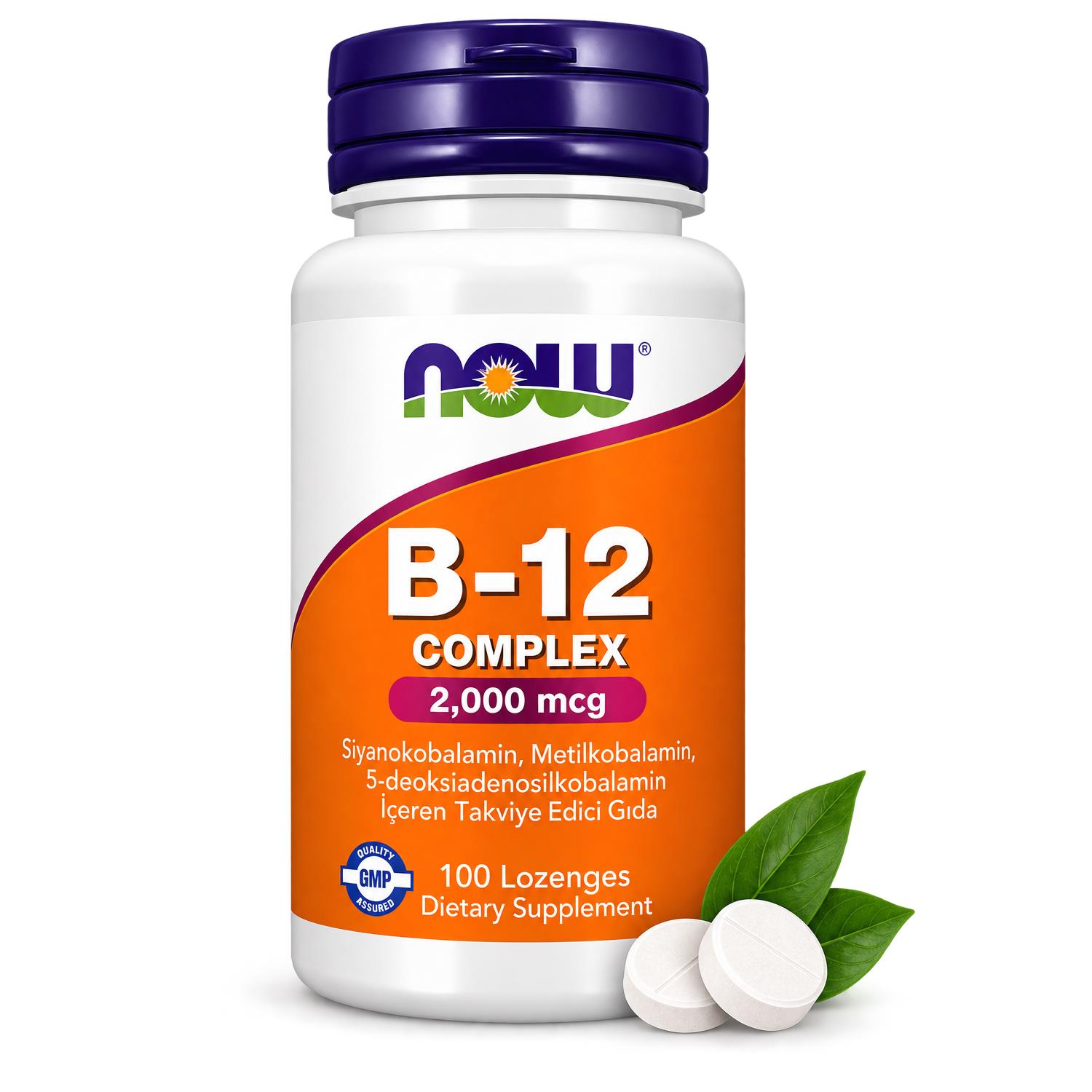 Now Vitamin B-12 Complex 2.000 mcg - 100 Lozenges Pastil