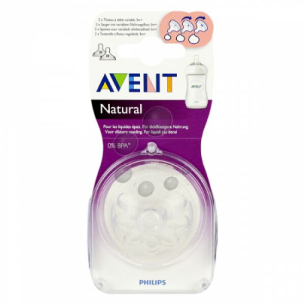 Avent Natural Biberon Emziği Akış Ayarlı 1 Kesik 3m+ 2 li Scf655/27
