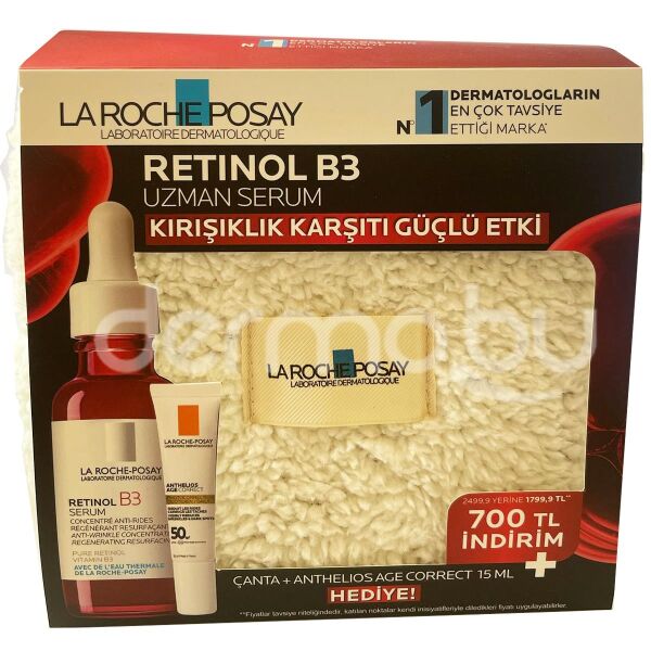 La Roche Posay Retinol B3 Serum+ Anthelios Age Correct 15 ml Çantalı Set