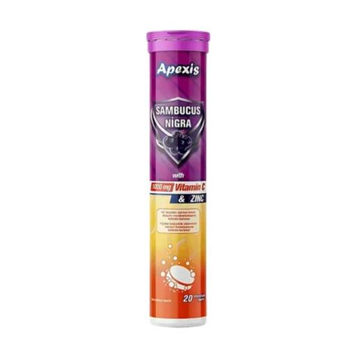 Apexis Sambucus + C Vitamini 1000 mg + Çinko 20 Efervesan Tablet