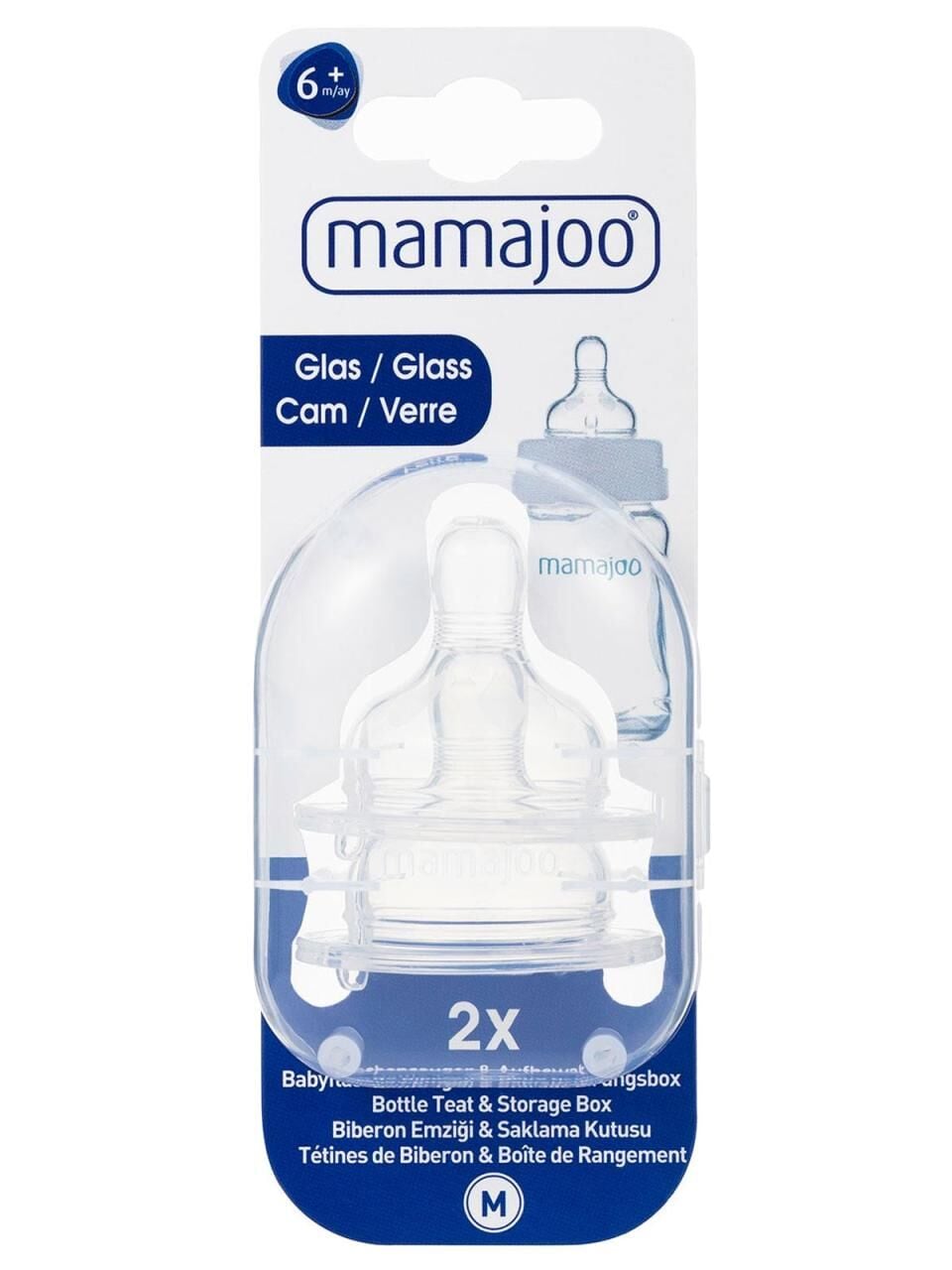 Mamajoo Cam Biberon Emziği İkili M No2 6 ay+