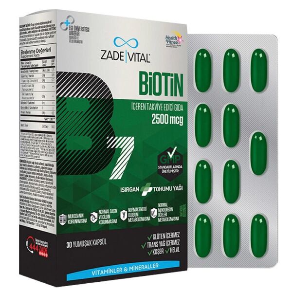 Zade Vital Biotin 2500mcg 30 Kapsül