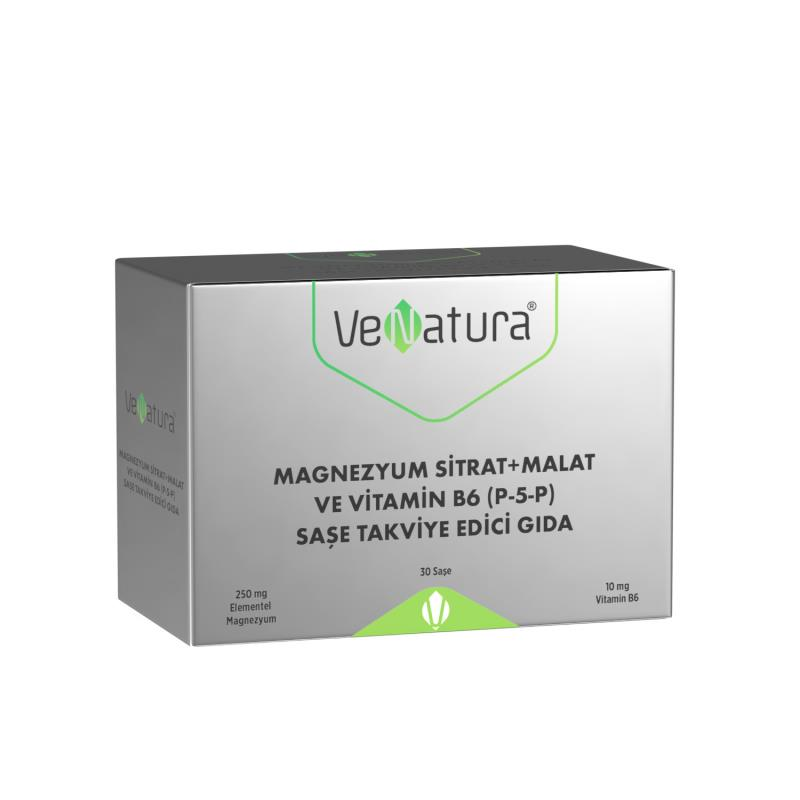 Venatura Magnezyum Sitrat Malat ve Vitamin B6 P5P 30 Saşe