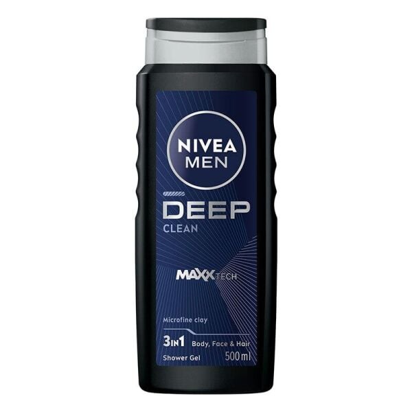 Nivea Men Deep Dimension 3 ü 1 Arada Vücut Saç ve Yüz İçin Pratik Kullanım Erkek Duş Jeli 500 ml