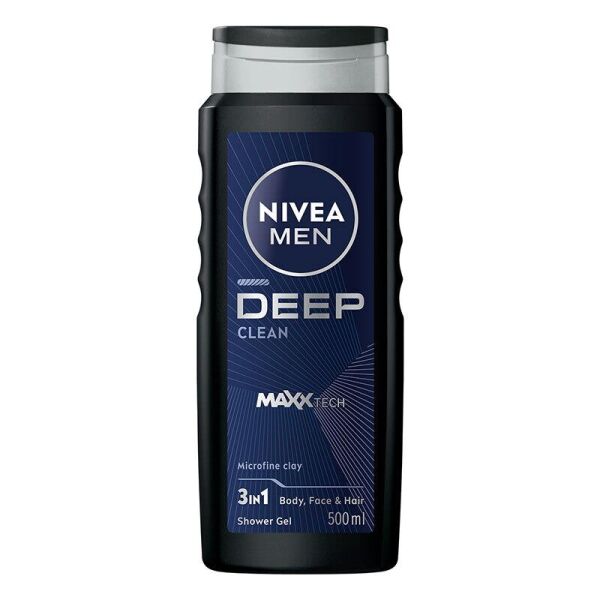 Nivea Men Deep Dimension 3 ü 1 Arada Vücut Saç ve Yüz İçin Pratik Kullanım Erkek Duş Jeli 500 ml
