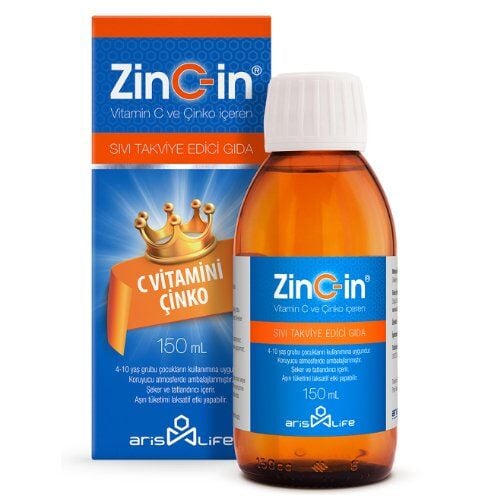 Zinc in Vitamin C ve Çinko içeren Sıvı Takviye Edici 150ml