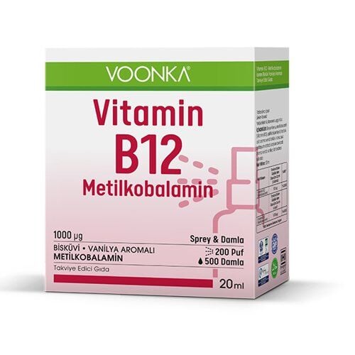 Voonka Vitamin B12 Metilkobalamin Sprey & Damla 20 ml
