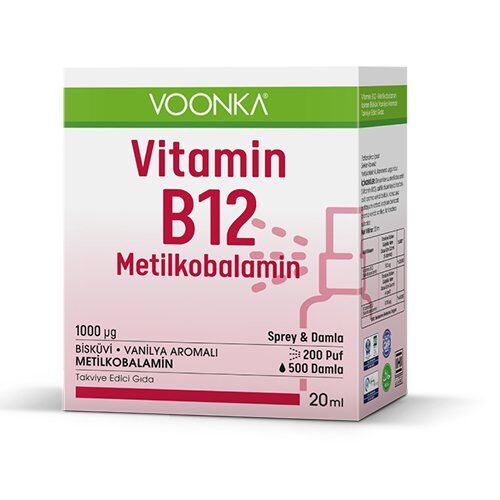 Voonka Vitamin B12 Metilkobalamin Sprey & Damla 20 ml