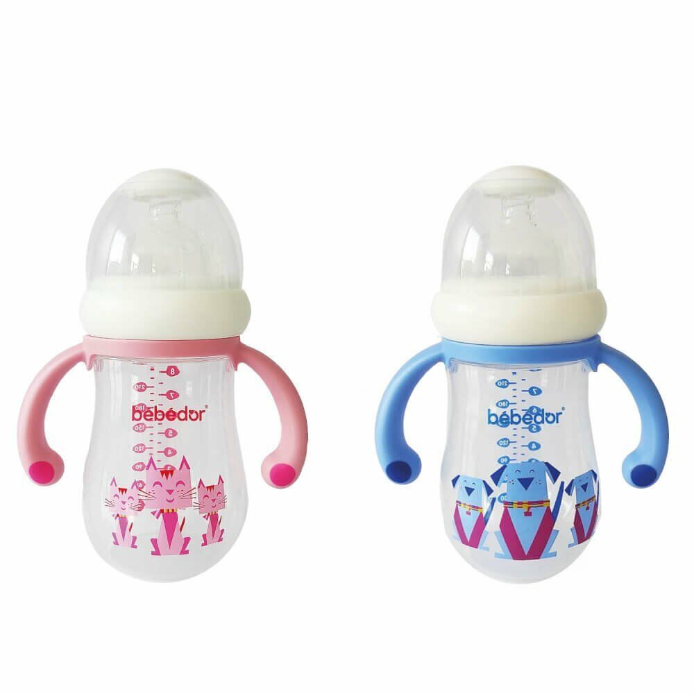 Bebedor Geniş Ağızlı Kulplu PP Biberon Antikolik Sistem 240 ml