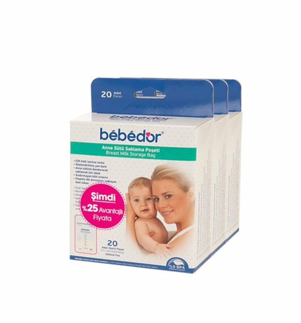 Bebedor Süt Saklama Poşeti 20'li - 3'lü Set