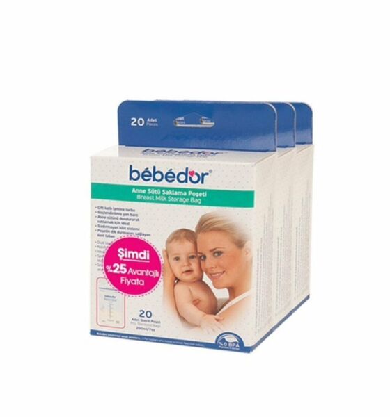 Bebedor Süt Saklama Poşeti 20'li - 3'lü Set