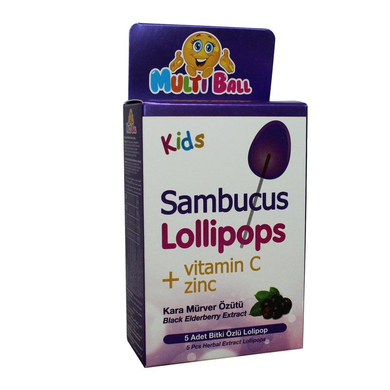 Multiball Kids Sambucus Lolipops + Vitamin C Zinc 5 adet Lolipop