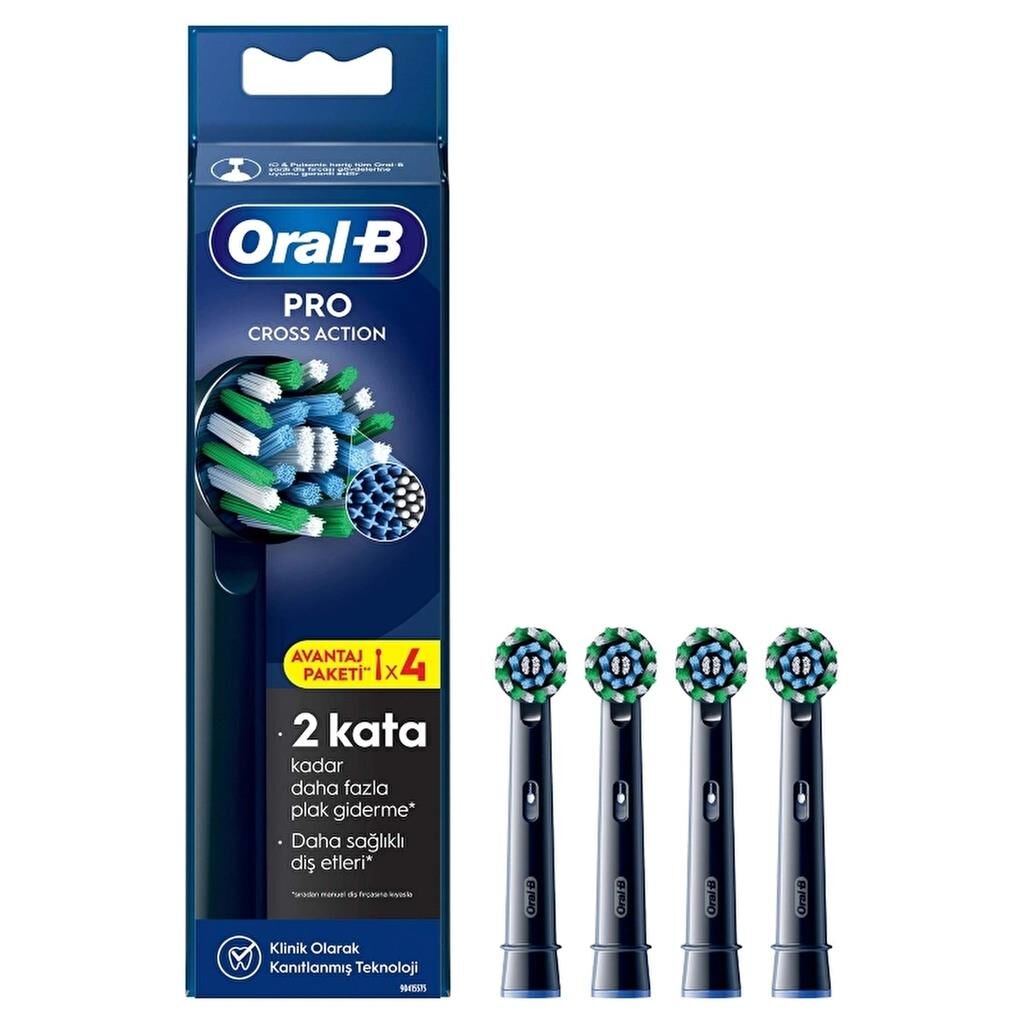Oral-B Şarjlı Diş Fırçası Yedek Başlığı Cross Action X-Filament Siyah 4 adet
