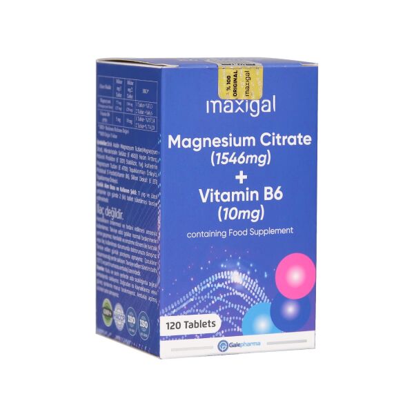 Maxigal Magnezyum Sitrat + Vitamin B6 120 Tablet