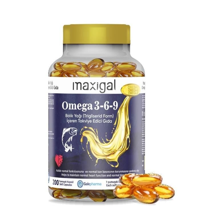 Maxigal Omega 3,6,9 Balık Yağı ( Trigliserid Form) 200 Kapsül