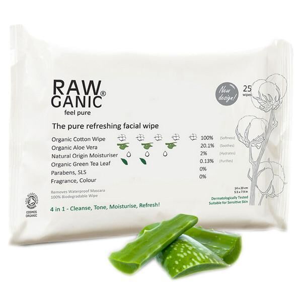 Rawganic Saf Yenileyici Organik Yüz Temizleme Mendili 4in1 - 25 adet