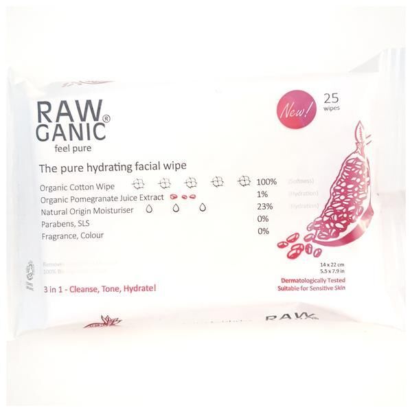 Rawganic Nemlendrici Yenileyici Organik Yüz Temizleme Mendili 3in1 - 25 adet