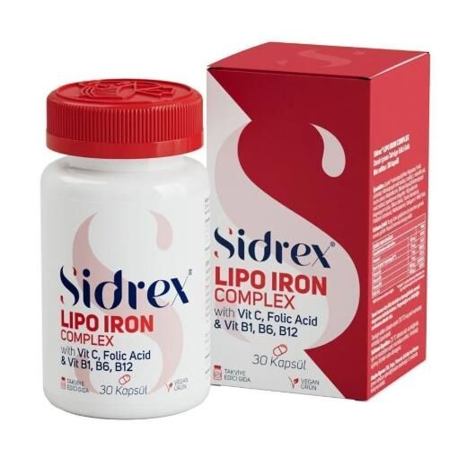 Sidrex Lipo Iron Complex Demir içeren Takviye Edici Gıda 30 Kapsül