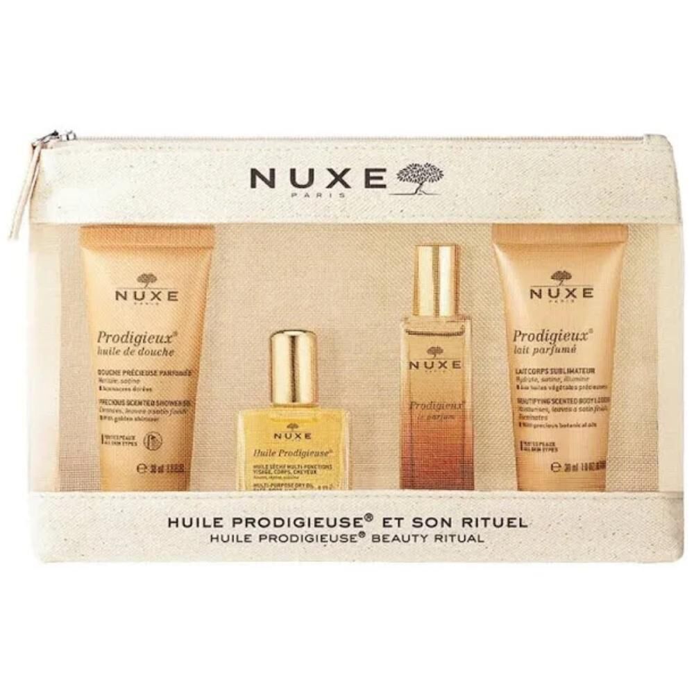 Nuxe Huile Prodigieuse Beauty Ritual Seyahat Kiti - Duş Yağı + Kuru Yağ + Parfüm + Vücut Sütü