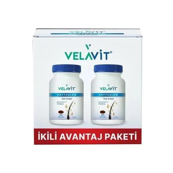 Velavit Phytoglow Hair Nail 120 Gel Soft Capsules İkili Avantaj Paketi