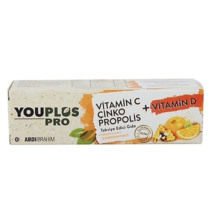 Youplus Pro Vitamin C Çinko Propolis + Vitamin D 15 Efervesan Tablet