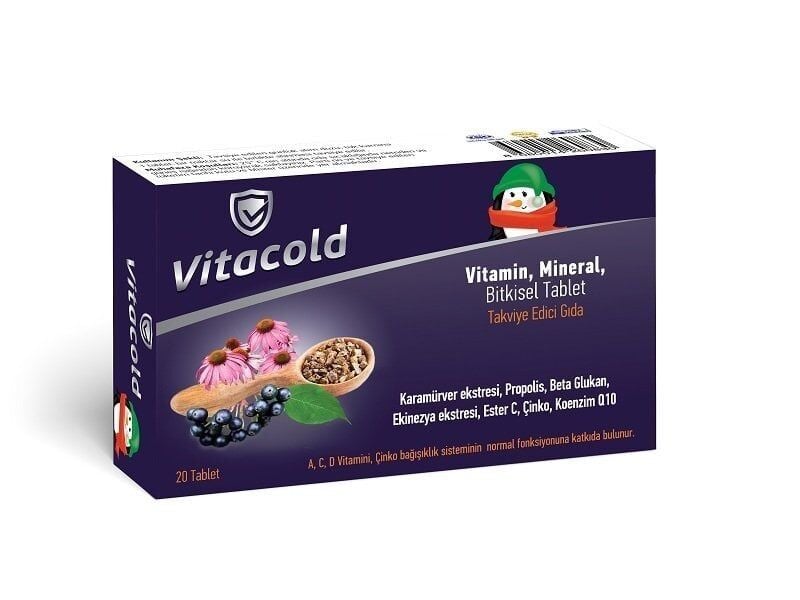 Vitacold Vitamin Mineral 20 Tablet Kara Mürver, Beta Glukan