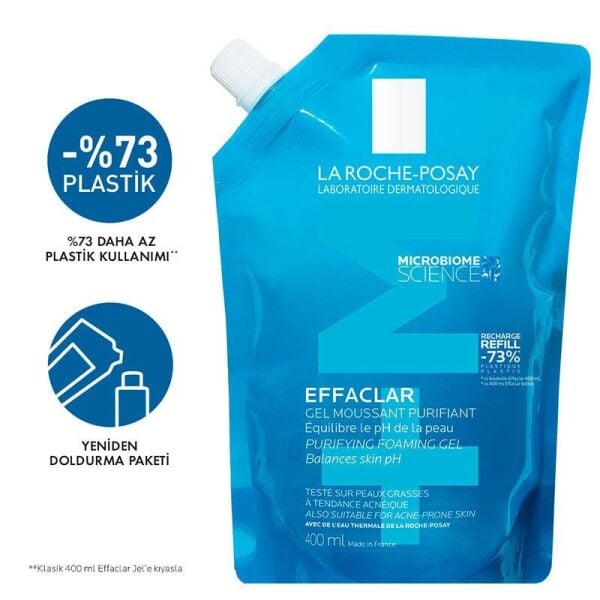 La Roche Posay Effaclar Yedek Yağlı Ciltler için Temizleme Jeli 400ml Refill