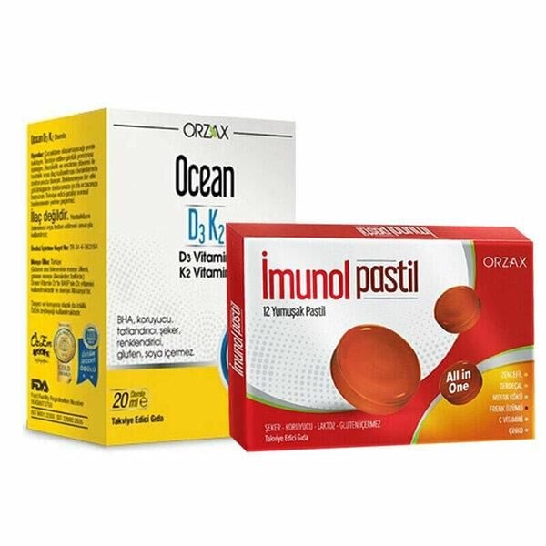 Ocean D3+K2 Damla 20 ml + imunol 12 Yumuşak Pastil