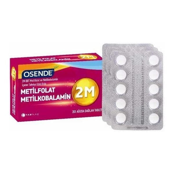 Osende 2M Metilkobalamin B12+Metilfolat Folik Asit 30 Tablet